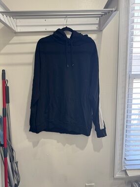 Divided Black Hoodie with White Sleeve Stripe